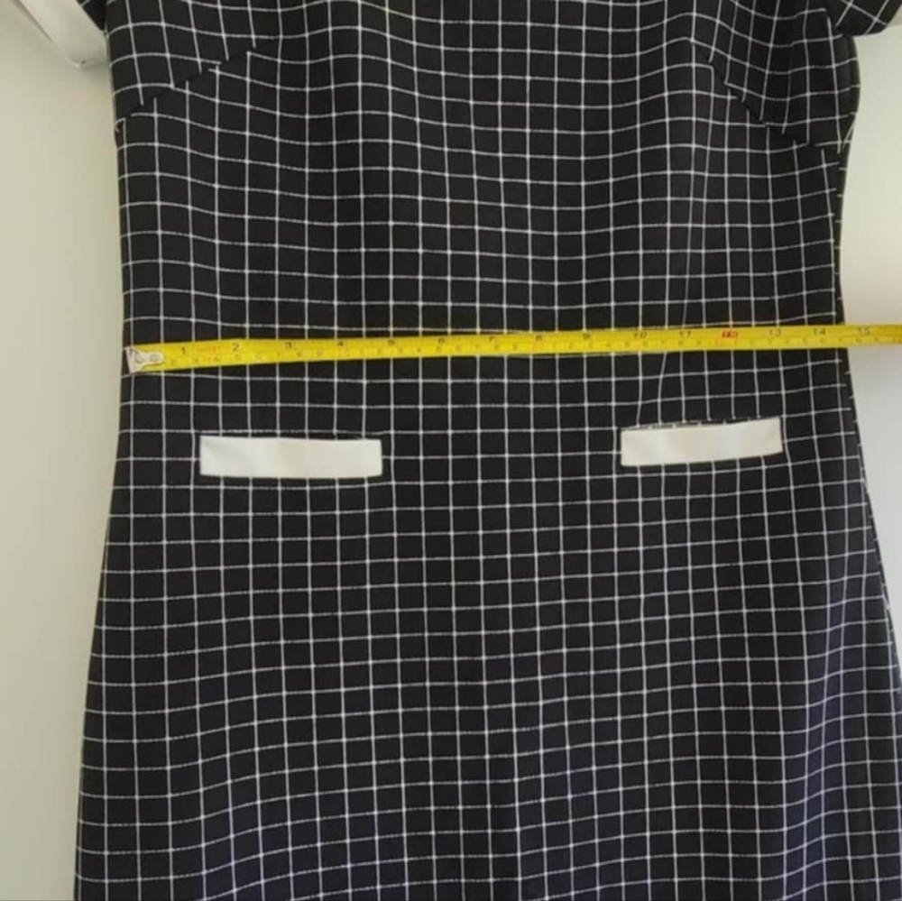 Zara Black & White Check Mini Dress Bow Detail Pockets Preppy Chic Size S - Picture 4 of 6